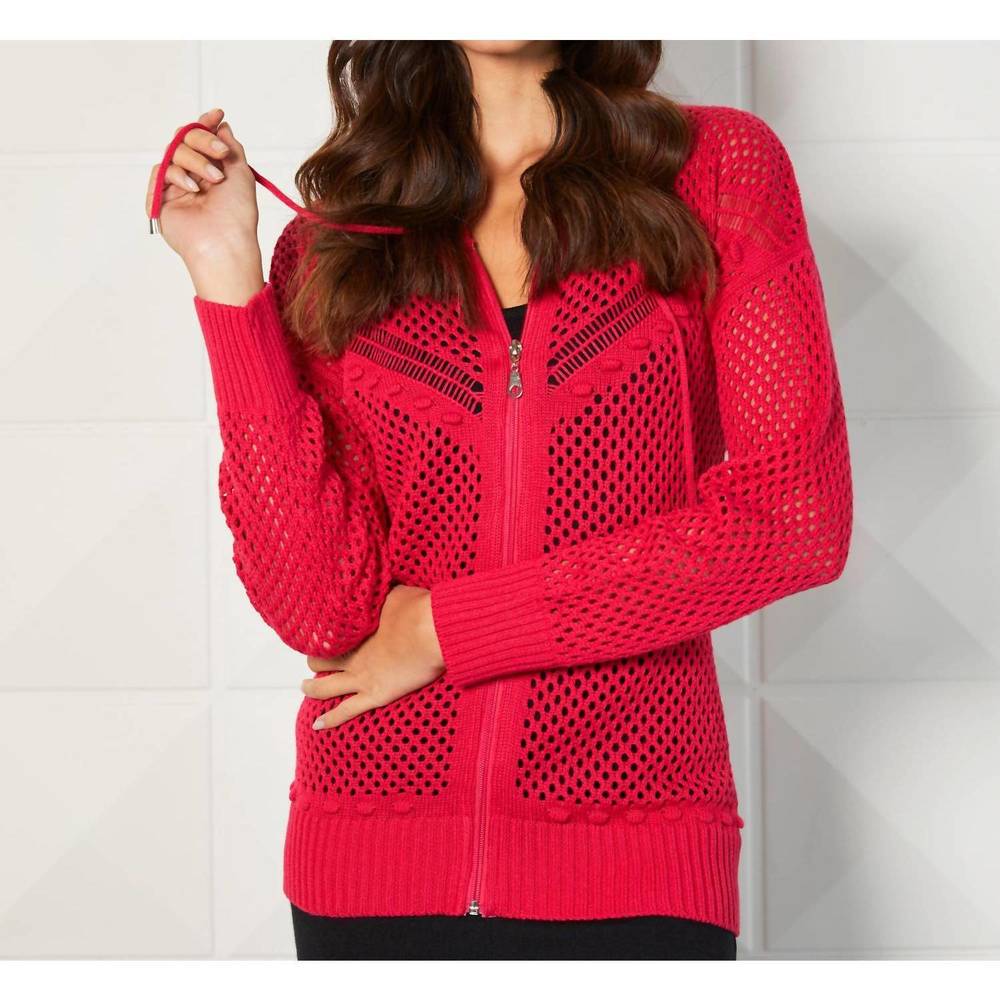 NEW FRENCH KYSS crochet zip hoodie in rose